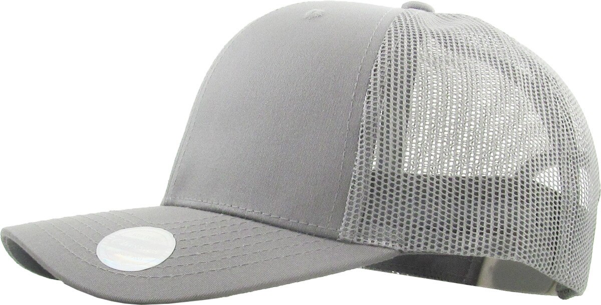 Light Gray Classic 6 Panel Trucker Mesh Snapback Side View